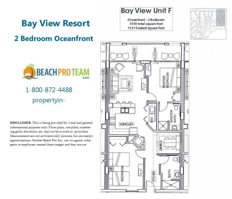 Bay View Resort Floor Plan F - 2 Bedroom Oceanfront Corner